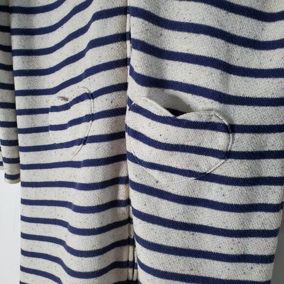 Lands' End | Zip Front Hooded Speckled Striped Cozy Swim Coverup w/ Heart Pocket - Picture 3 of 10